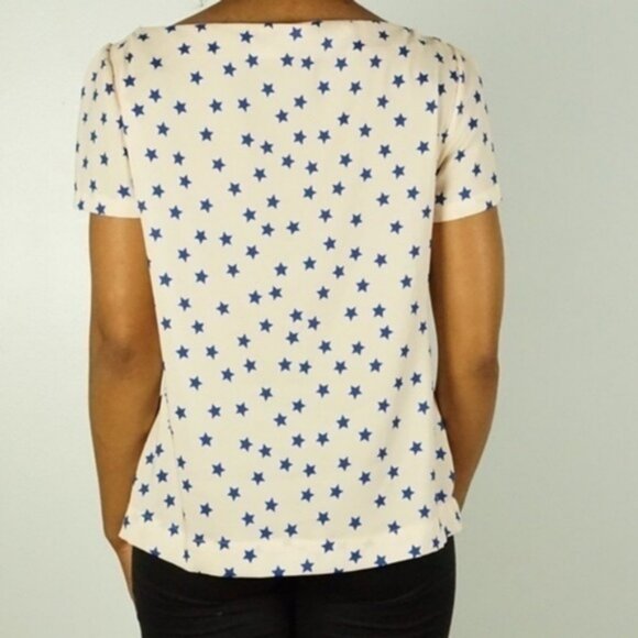 Zara Womens Size S Star Print Chiffon Boatneck Blouse‎ - Picture 2 of 6
